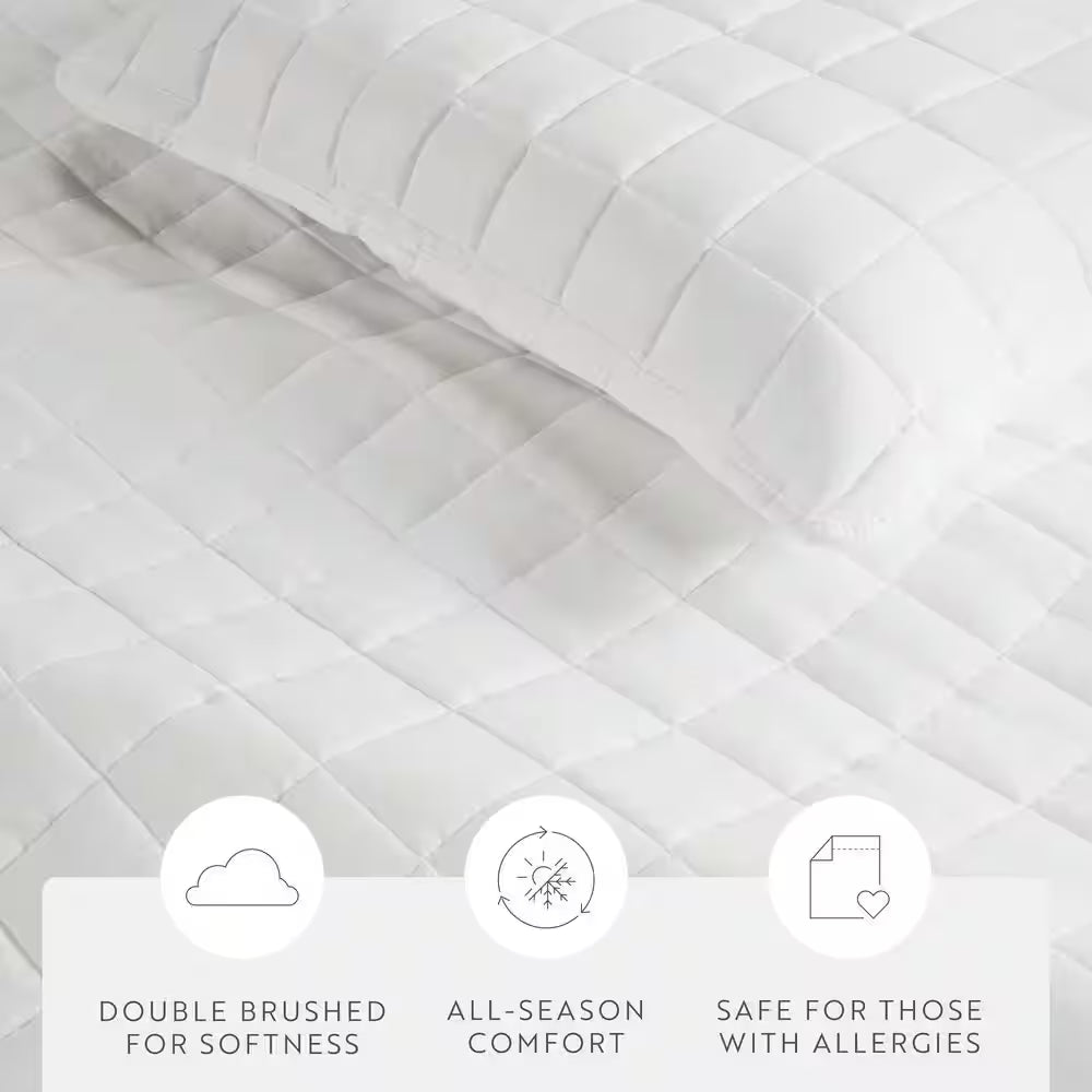 Square White Queen Performance Quilted Coverlet Set