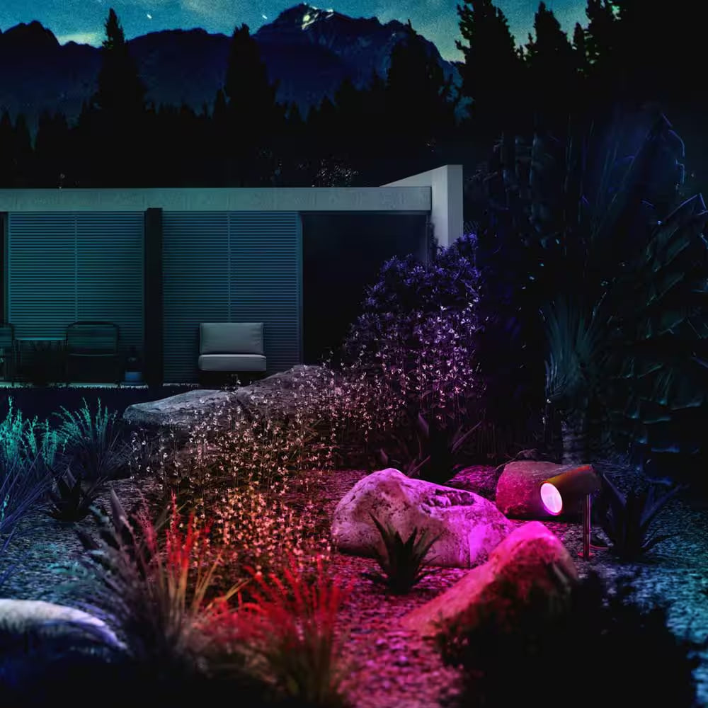 Low Voltage 1600 Lumens Black RGB Integrated LED Smart Wi-Fi Landscape Spotlight, Works W/ Alexa/Hey Google/Homekit/Siri