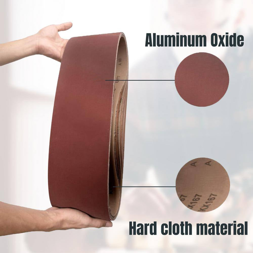 6 In. X 48 In. 120-Grit Aluminum Oxide Sanding Belt for Bench Belt Sander (10-Pack)