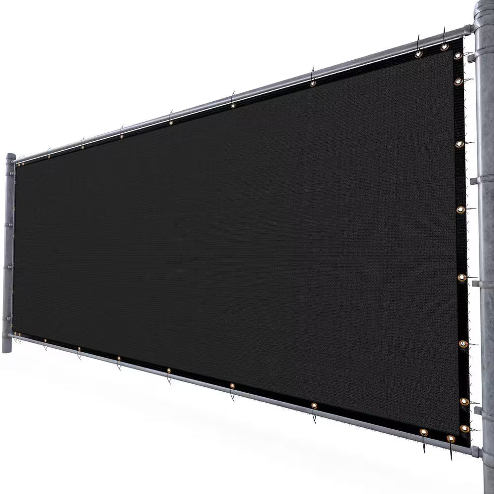 4 Ft. H X 50 Ft. W Black Fence Outdoor Privacy Screen with Black Edge Bindings and Grommets