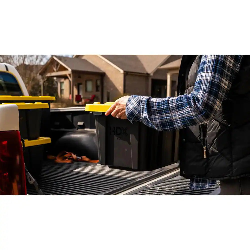 7 Gal. Tough Storage Tote in Black with Yellow Lid