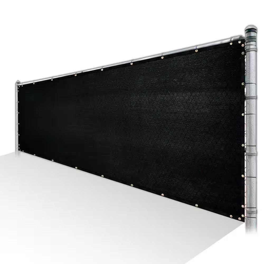 6 Ft. X 50 Ft. Black Privacy Fence Screen Mesh Fabric Cover Windscreen with Reinforced Grommets for Garden Fence