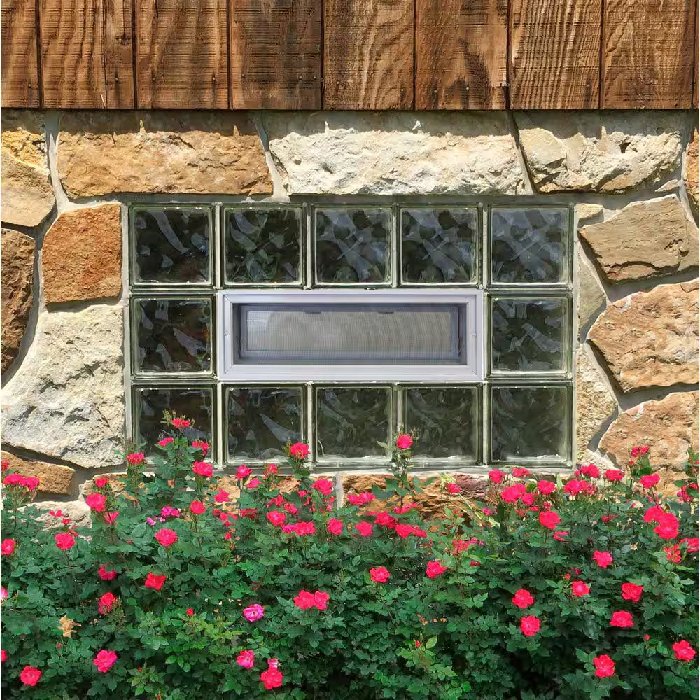 3 In. Thick Series 24 In. X 8 In. X 3 In. Hopper Vent for Glass Block Windows (Actual 23.25 In. X 7.75 In. X 3.12 In.)