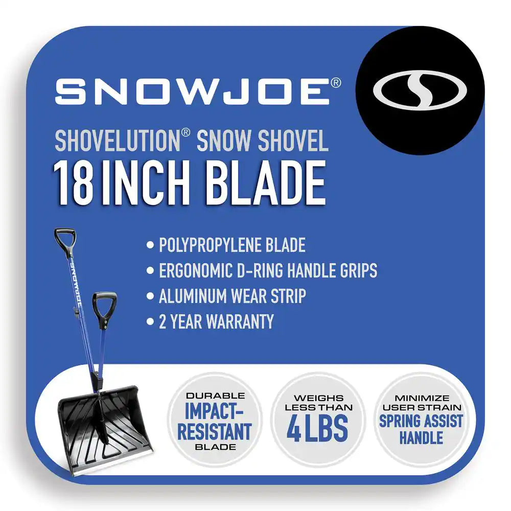 41.3 In. Shovelution Strain-Reducing Snow Shovel with Spring-Assist Metal Handle and 18 In. Aluminum Wear Strip Blade
