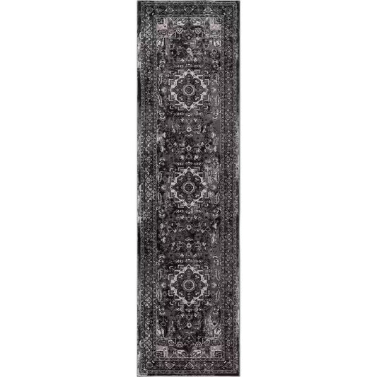 Angora Medallion Anthracite 2 Ft. X 7 Ft. Rectangle Indoor Runner Rug