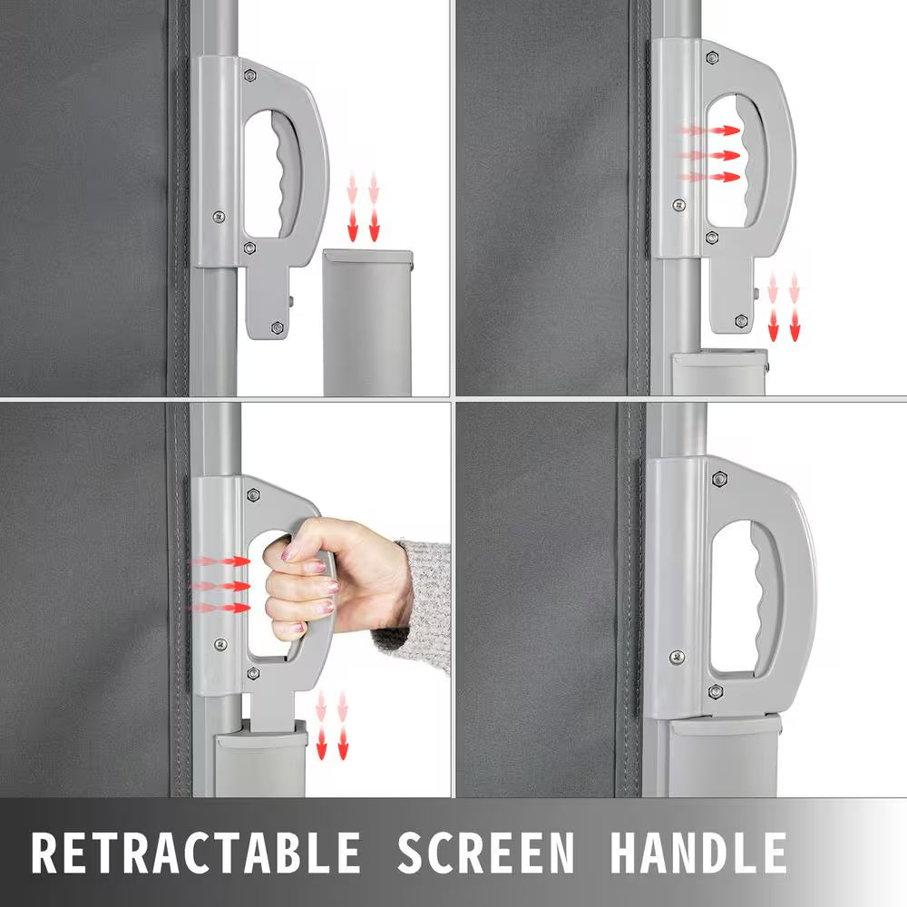Retractable Side Awning 71 In. H X 236 In. W Patio Sunshine Screen Outdoor Privacy Divider & Wind Screen,Gray