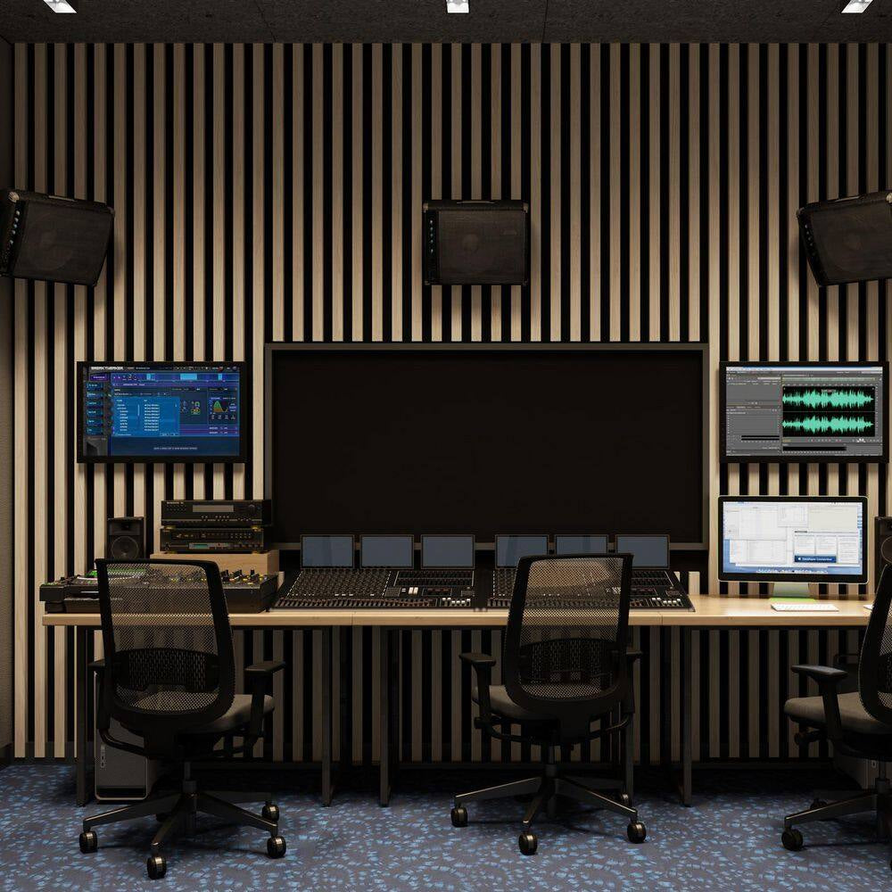 2/5 In. X 1 Ft. X 2 Ft. Yellow Oak MDF Decorative Acoustic Wall Paneling, 3D Soundproof Slat Wall Panels (20-Pack)