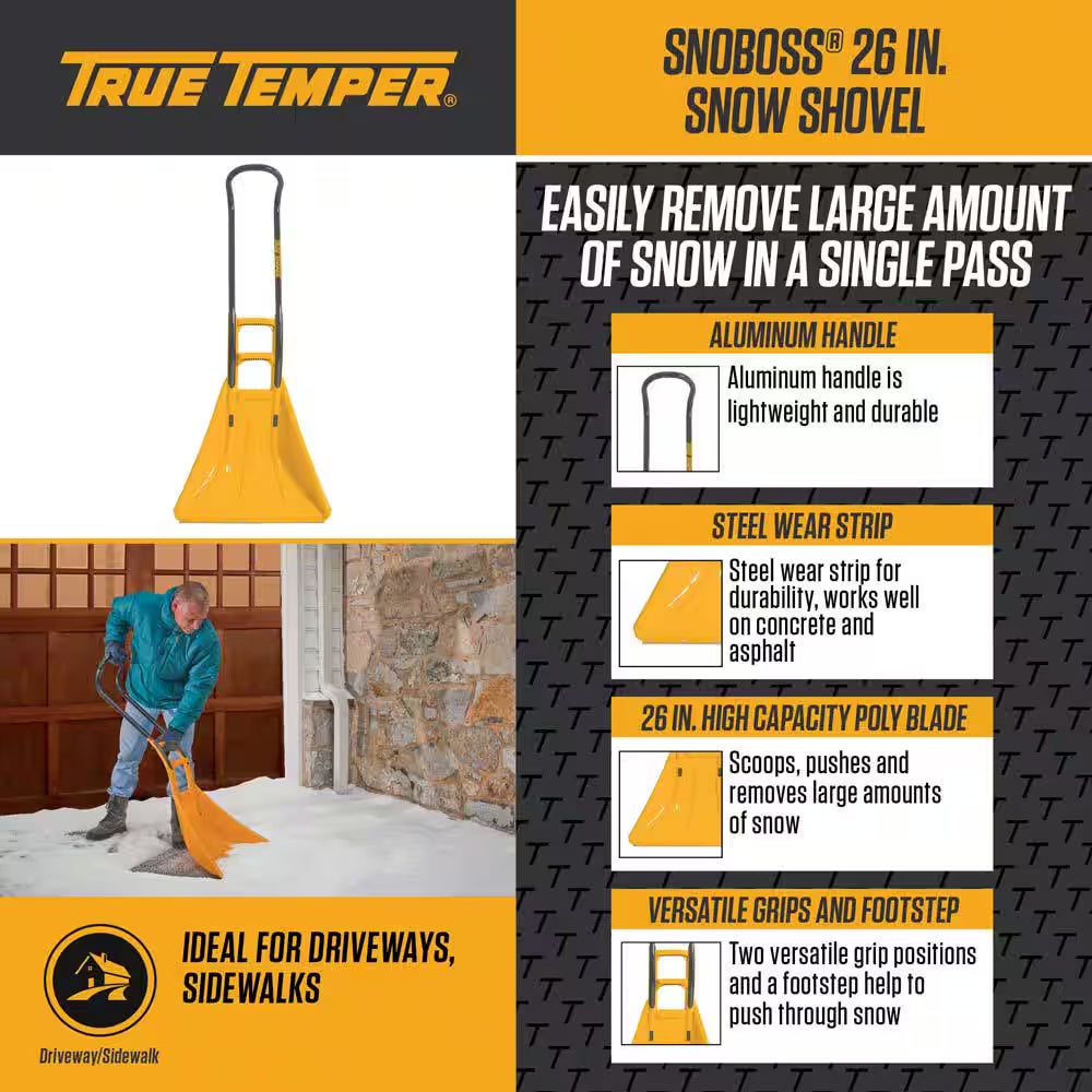 43 In. Aluminum Handle 26 In. Poly Blade Snoboss Snow Shovel