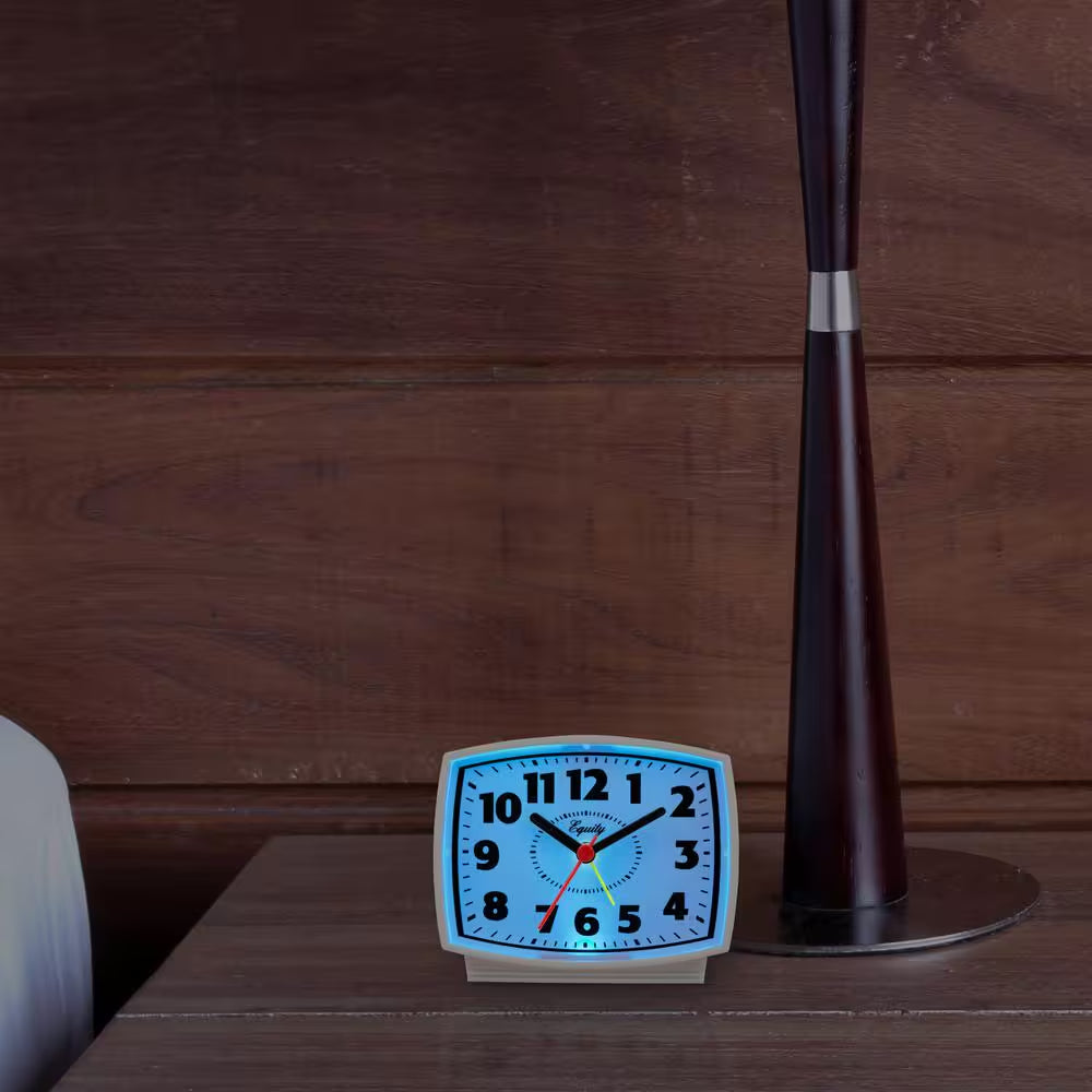 3 In. Tall Electrical Analog White Alarm Clock with Backlight