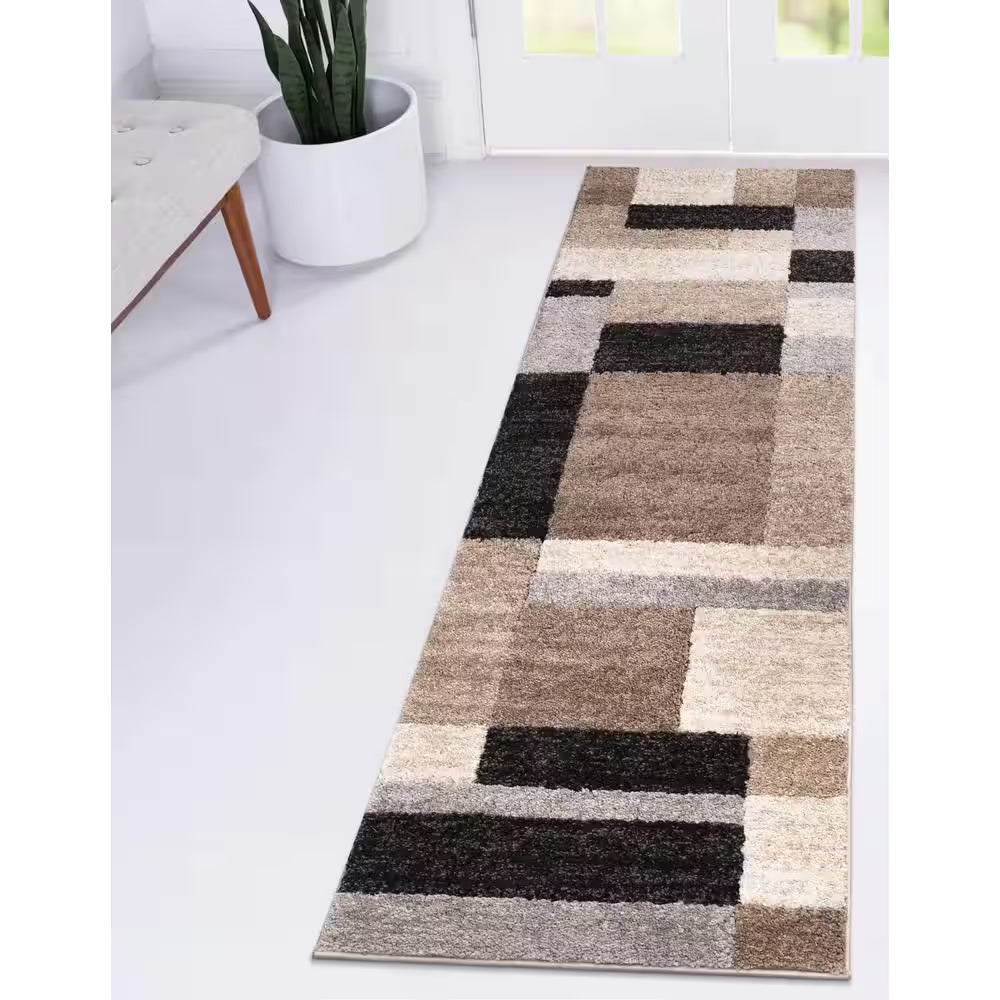 Square Multi-Colored 2 Ft. X 7 Ft. Geometric Runner Rug