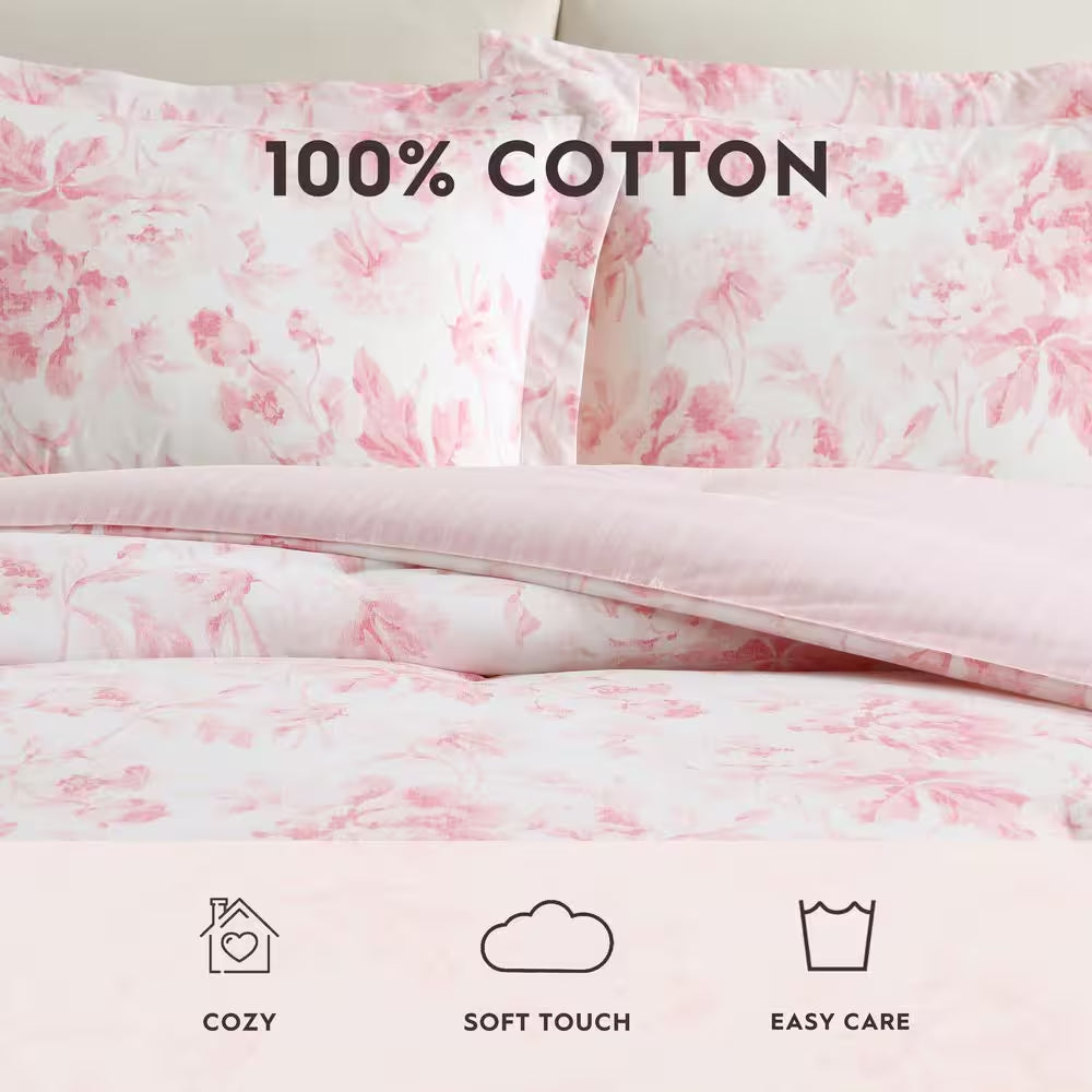 Anja Textured Toile 2-Piece Pink Cotton Twin Comforter Set