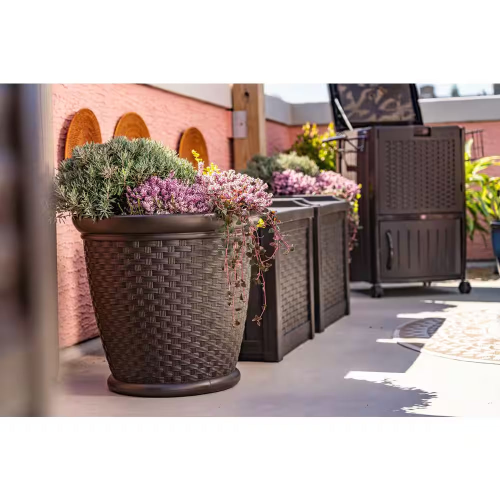 Sonora 22 In. round Java Blow Molded Plastic Planter (2-Pack)