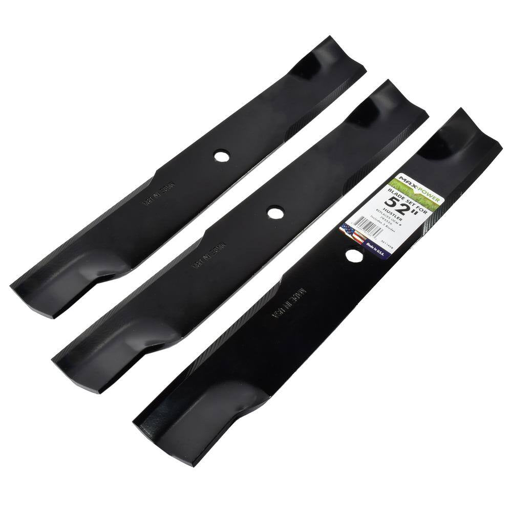3 Blade Set for Many 52 In. Cut Hustler Mowers Replaces OEM #'S 795526, 603995, 783753 and Dixie Chopper 30227-52X