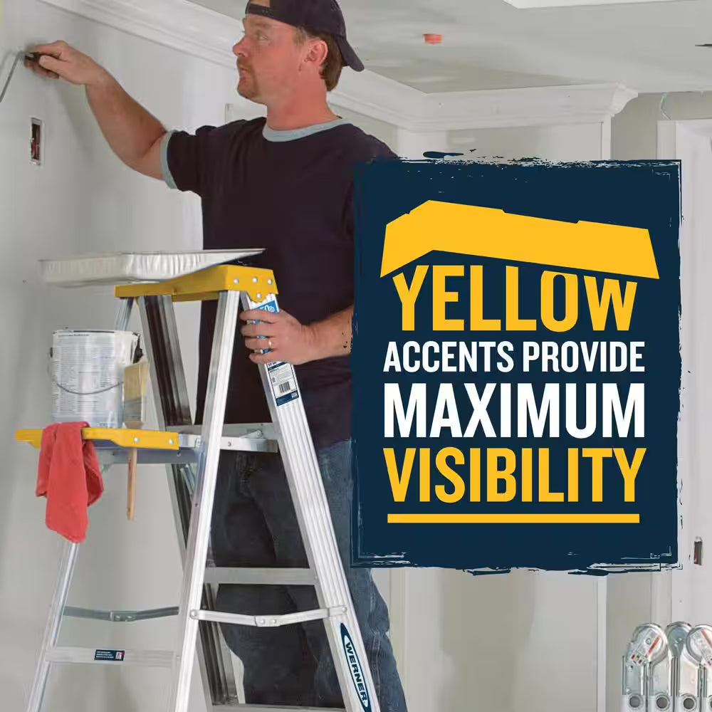 6 Ft. Aluminum Step Ladder (10 Ft. Reach Height) with 250 Lb. Load Capacity Type I Duty Rating