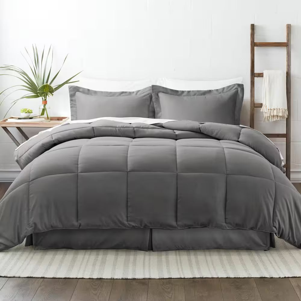Performance 8-Piece Gray Queen Comforter Set