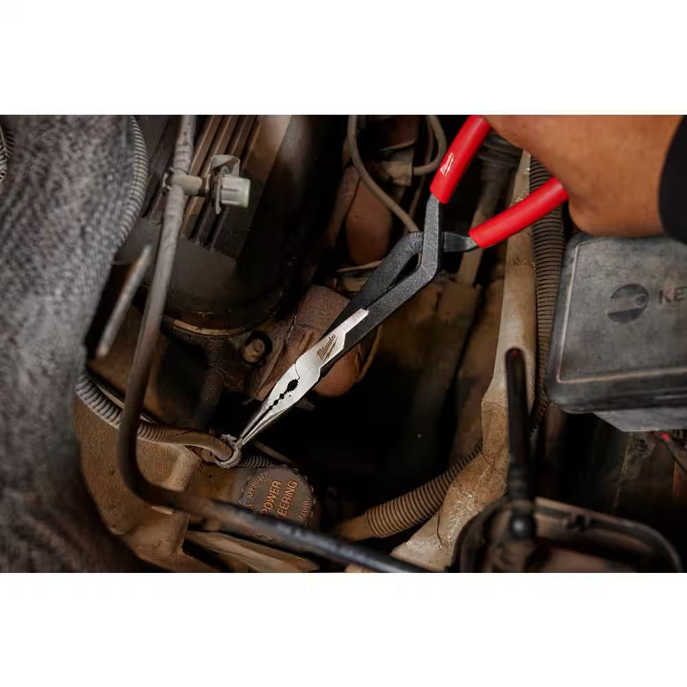 Long Needle Nose Pliers Set with Slip Resistant Grip (2-Piece)