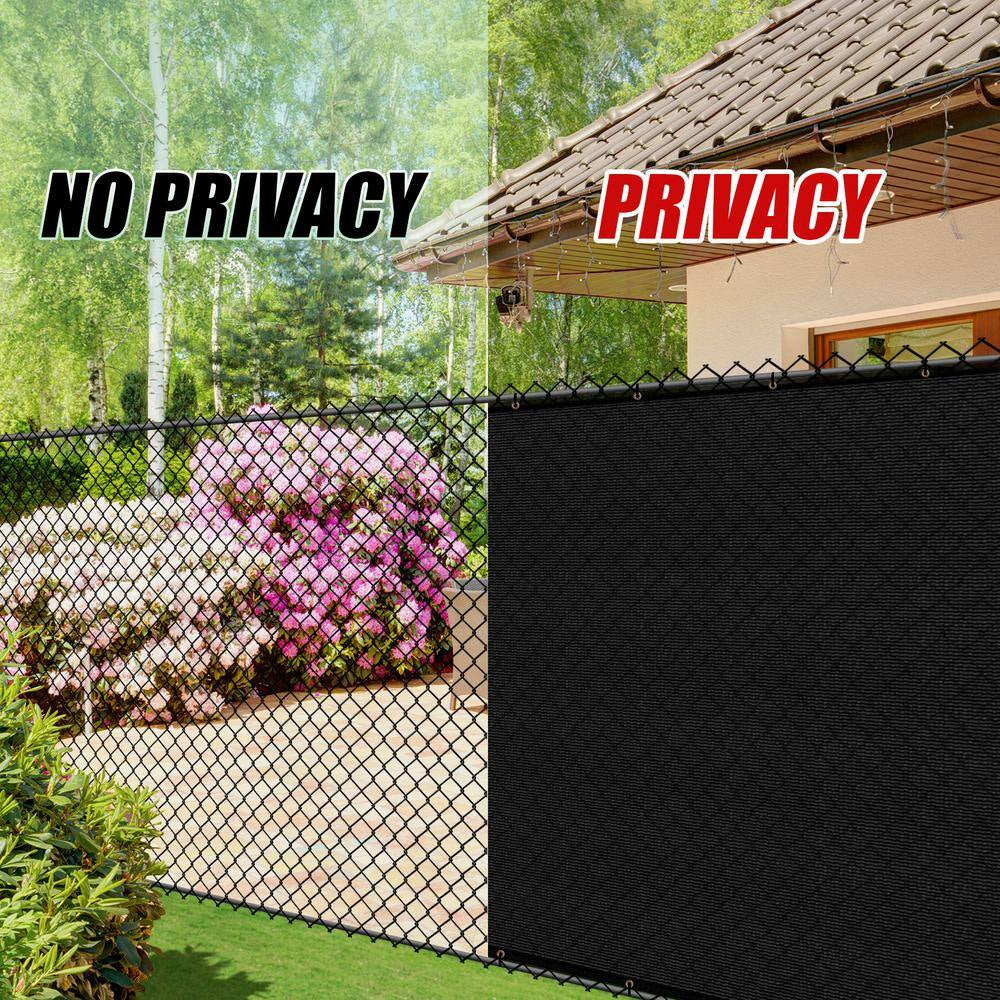 4 Ft. X 25 Ft. Black Privacy Fence Screen Mesh Fabric Cover Windscreen with Reinforced Grommets for Garden Fence