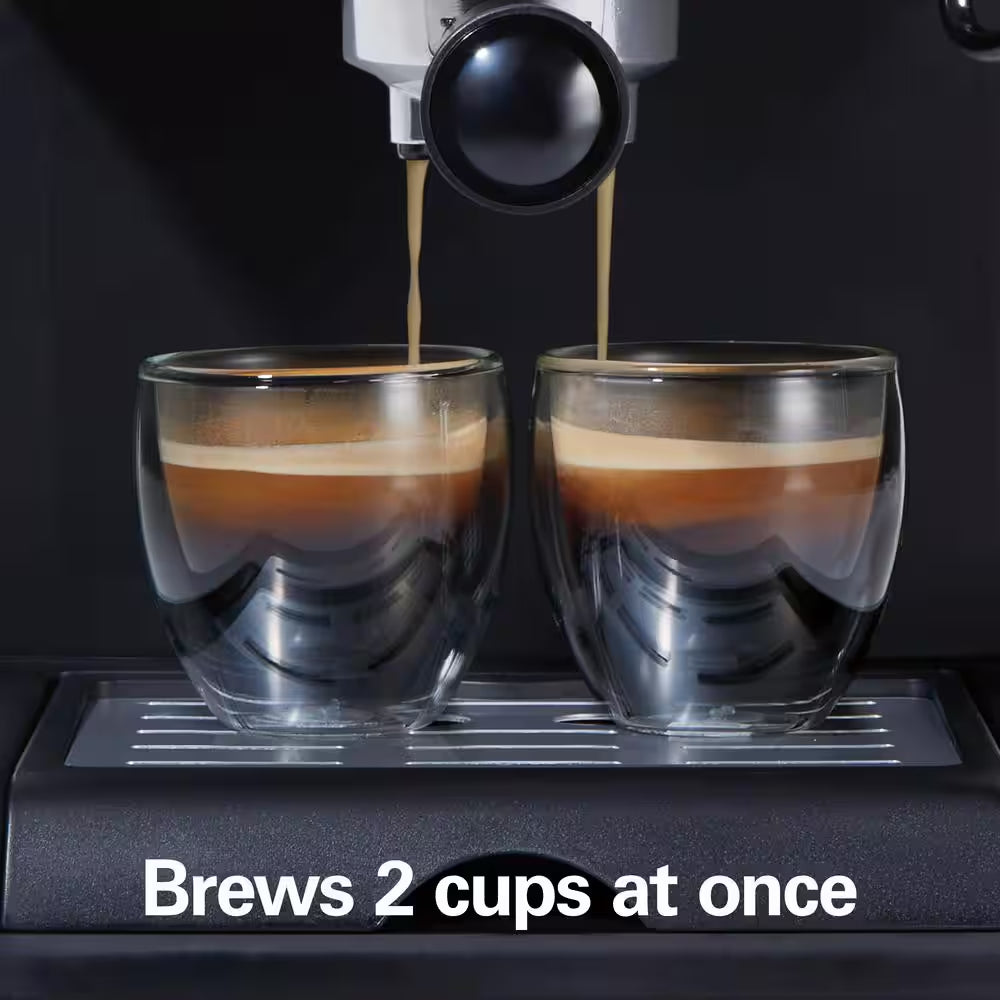 2-Cup Black Espresso Maker with 15-Bar Pump
