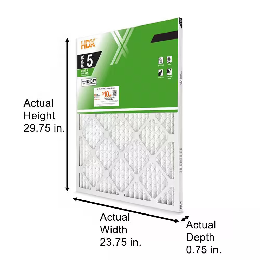 24 In. X 30 In. X 1 In. Standard Pleated Furnace Air Filter FPR 5, MERV 8 (3-Pack)
