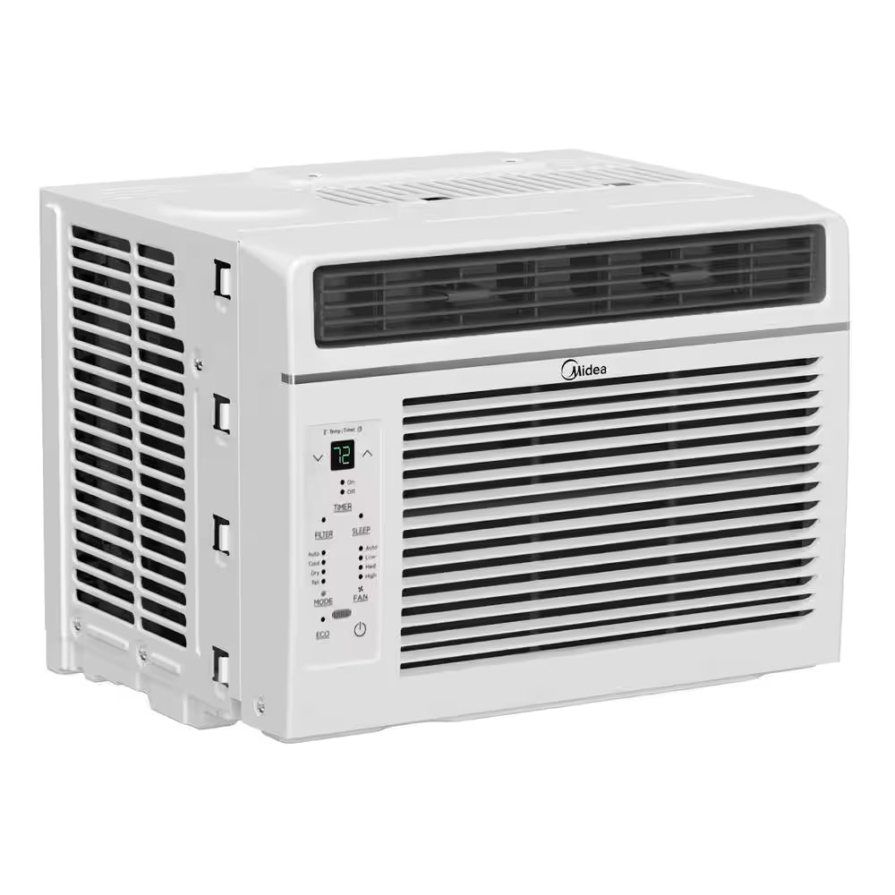 6,000 BTU Window AC Cools up to 250 Sq. Ft. with Remote, Sleep Mode, Timer, Drain Hose and Wi-Fi in White