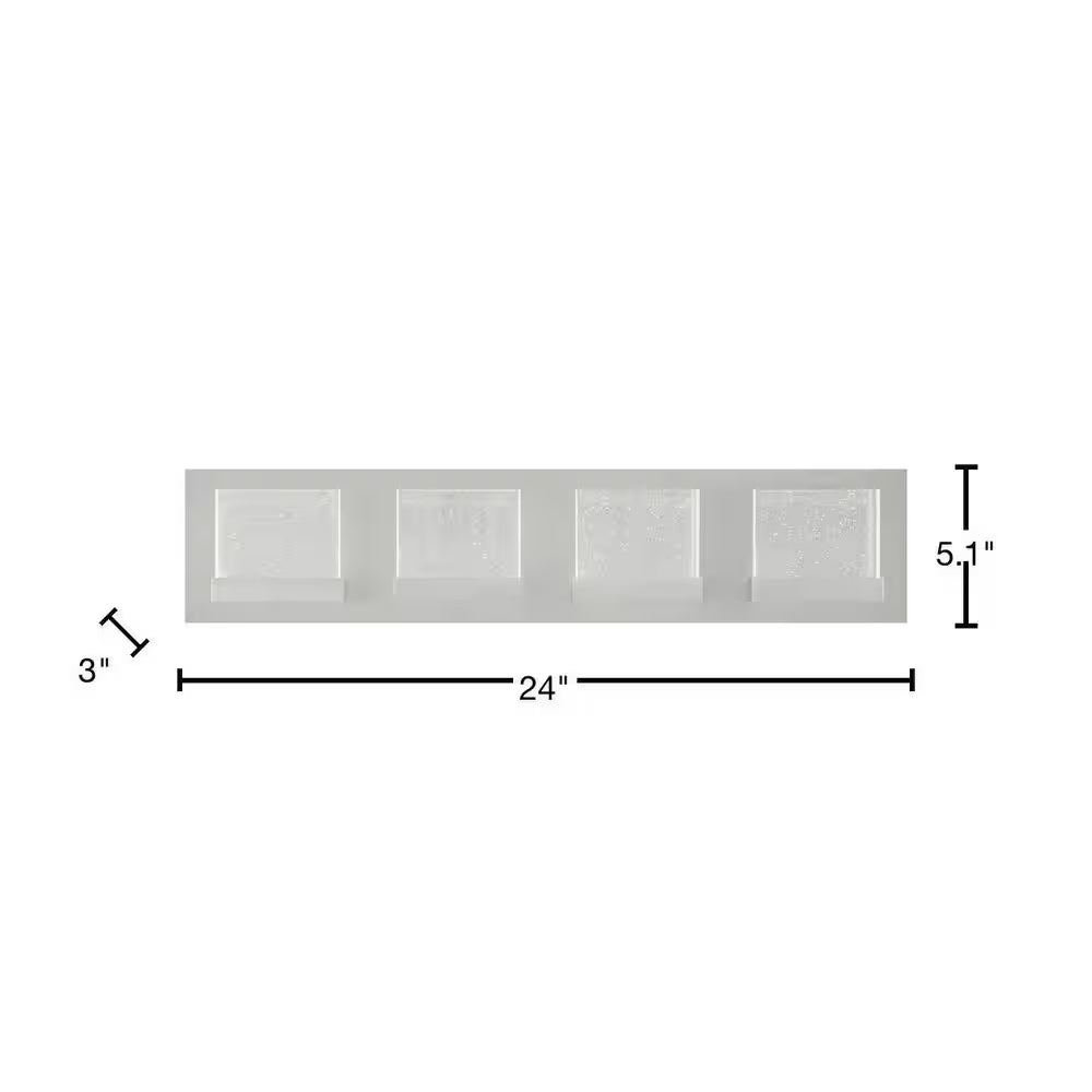 Alberson 5.1 In. W 4-Light Brushed Nickel Integrated LED Bathroom Vanity Light Bar with Bubble Glass