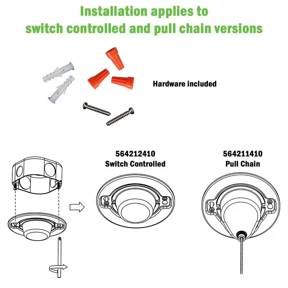 5 In. Closet Light with Pull Chain Utility Light Lampholder LED Flush Mount 650 Lumens 7W Bright White 4000K