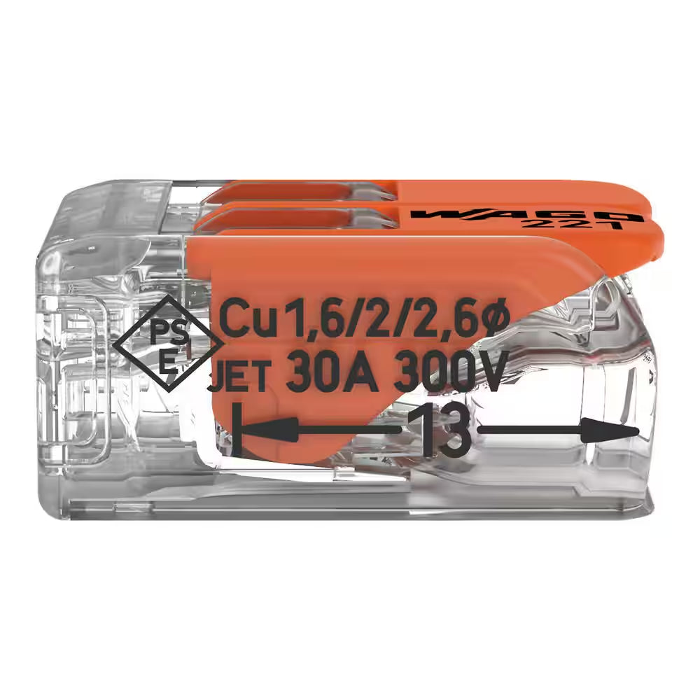 221-612 Lever Nuts 10 AWG 2 Wire Conductor Wire Connectors, 10-20 AWG (10-Piece Bag)