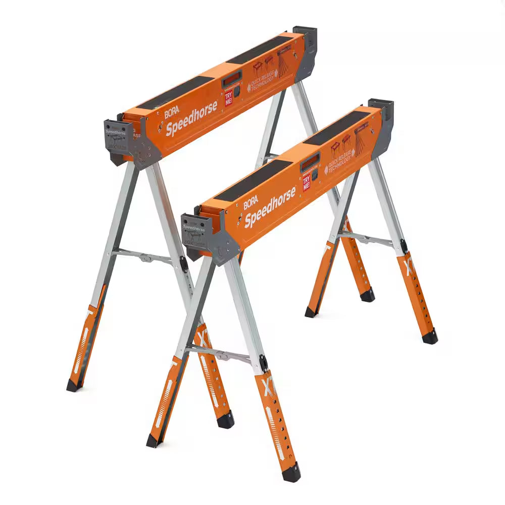 30 In. to 36 In. Steel Speed Horse XT Adjustable Height Sawhorse with Auto Release Legs (2-Pack)