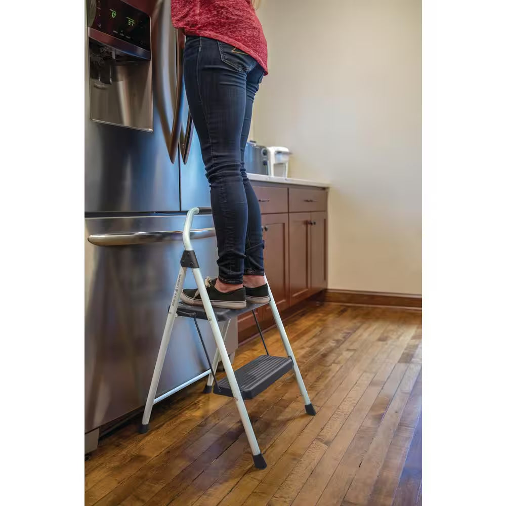 2-Step Compact Steel Step Stool, 225 Lbs. Load Capacity Type II Duty Rating (8Ft. Reach Height)