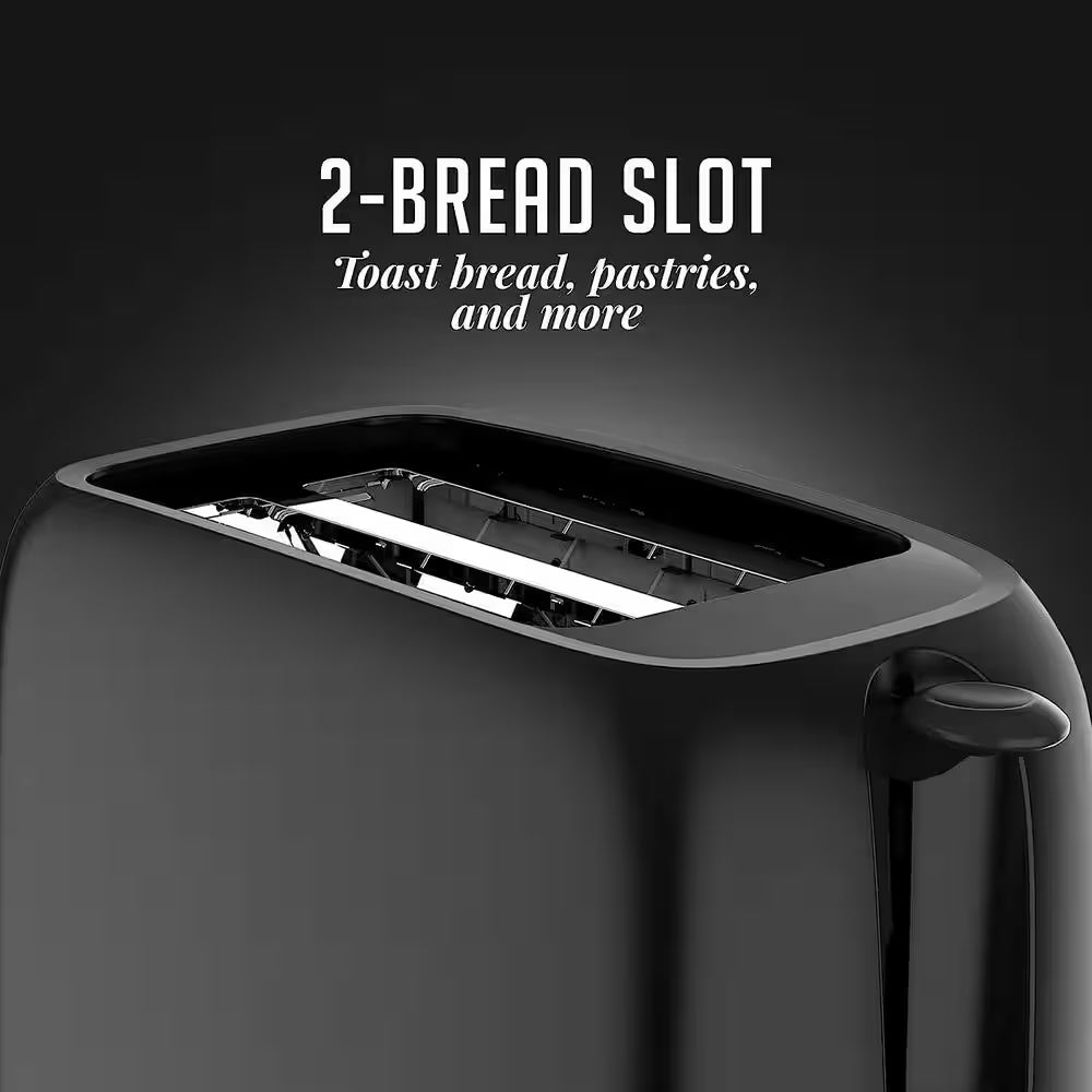 700-Watt 2-Slice Black Bread Toaster