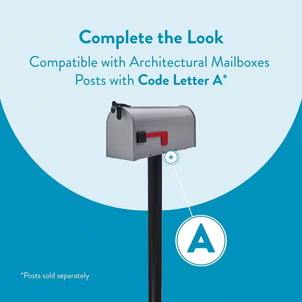 Grayson Gray, Medium, Steel, Post Mount Mailbox