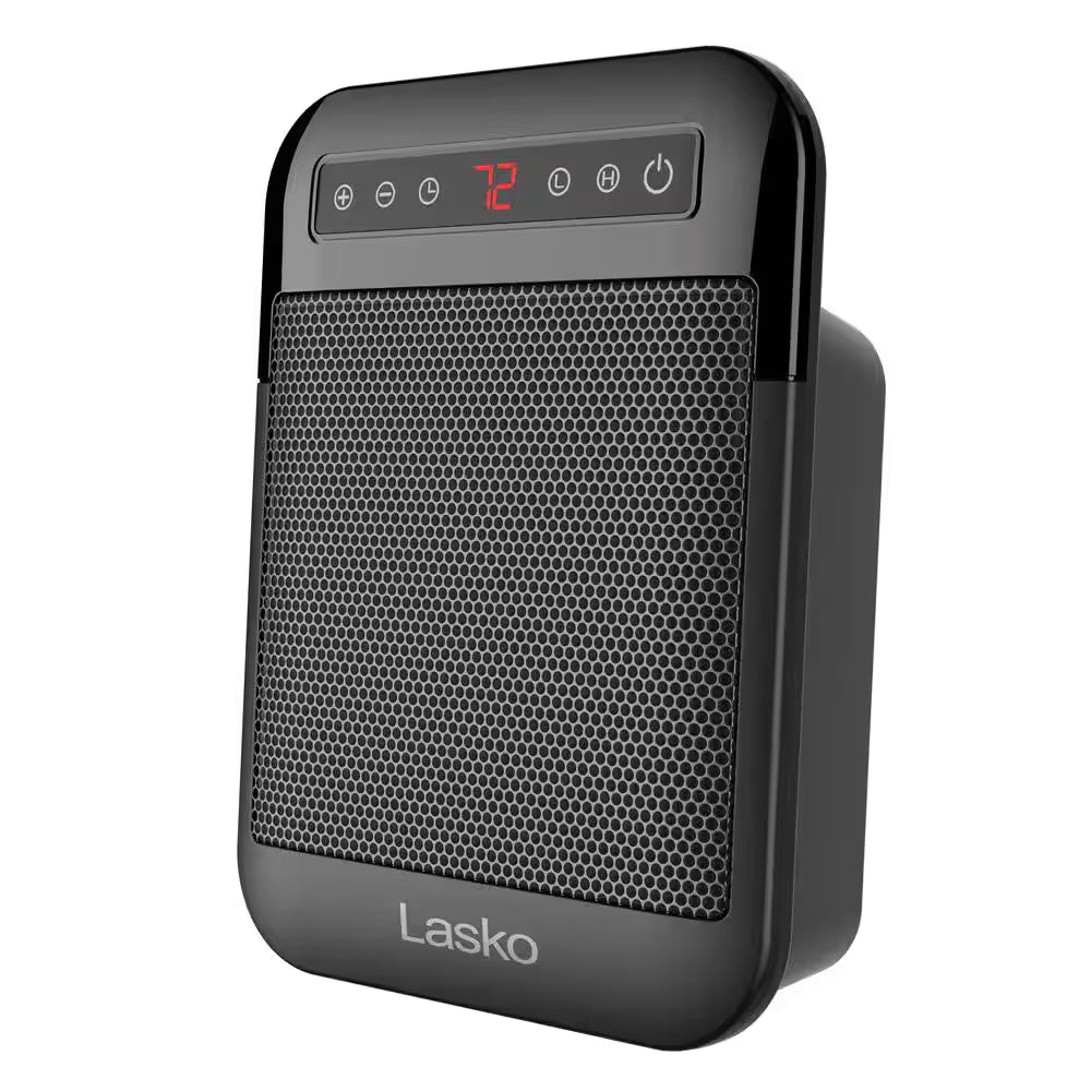 Myheat Max 1500-Watt 9.3 In. Black Electric Tabletop Personal Ceramic Space Heater with Thermostat Timer & Auto Shut-Off