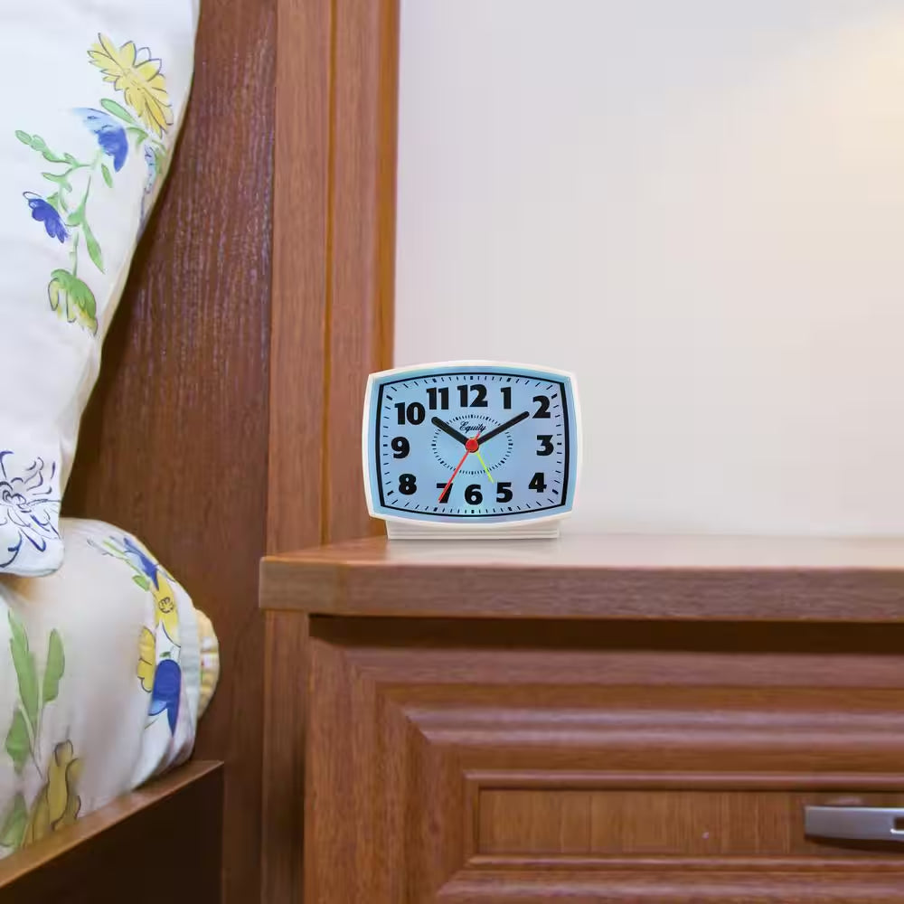 3 In. Tall Electrical Analog White Alarm Clock with Backlight