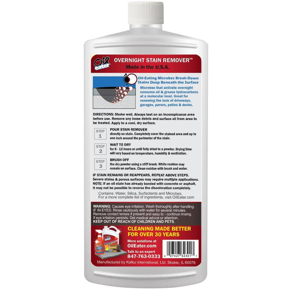 32 Oz. Overnight Stain Remover for Cleaning Oil Stains on Concrete, Driveway, Pavers and Garage Floors (1-Pack)