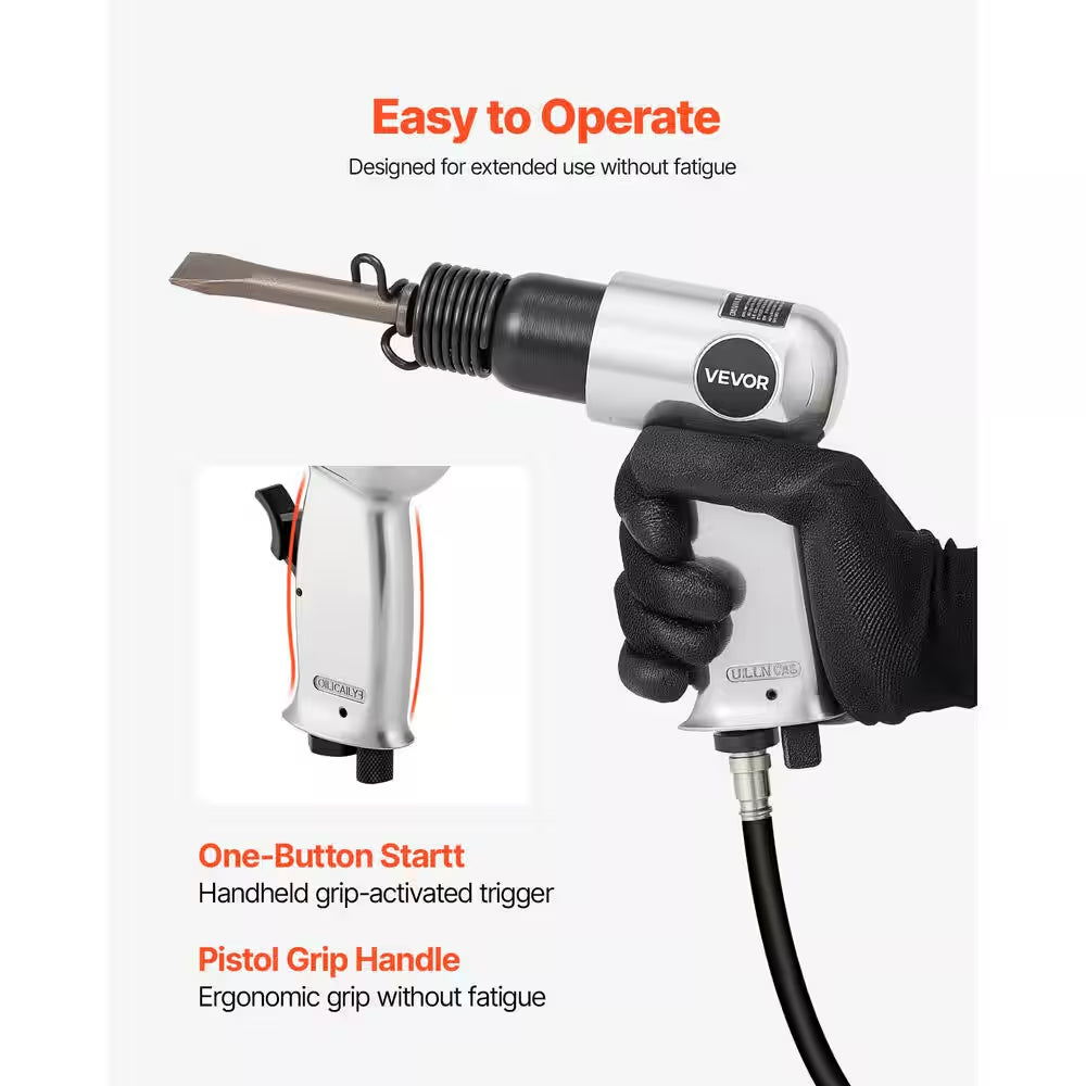 Air Hammer, 4500BPM Pneumatic Hammer with Rust Removal Air Needle Scaler and 4-Pieces Chisels round Shank, Air Chisel