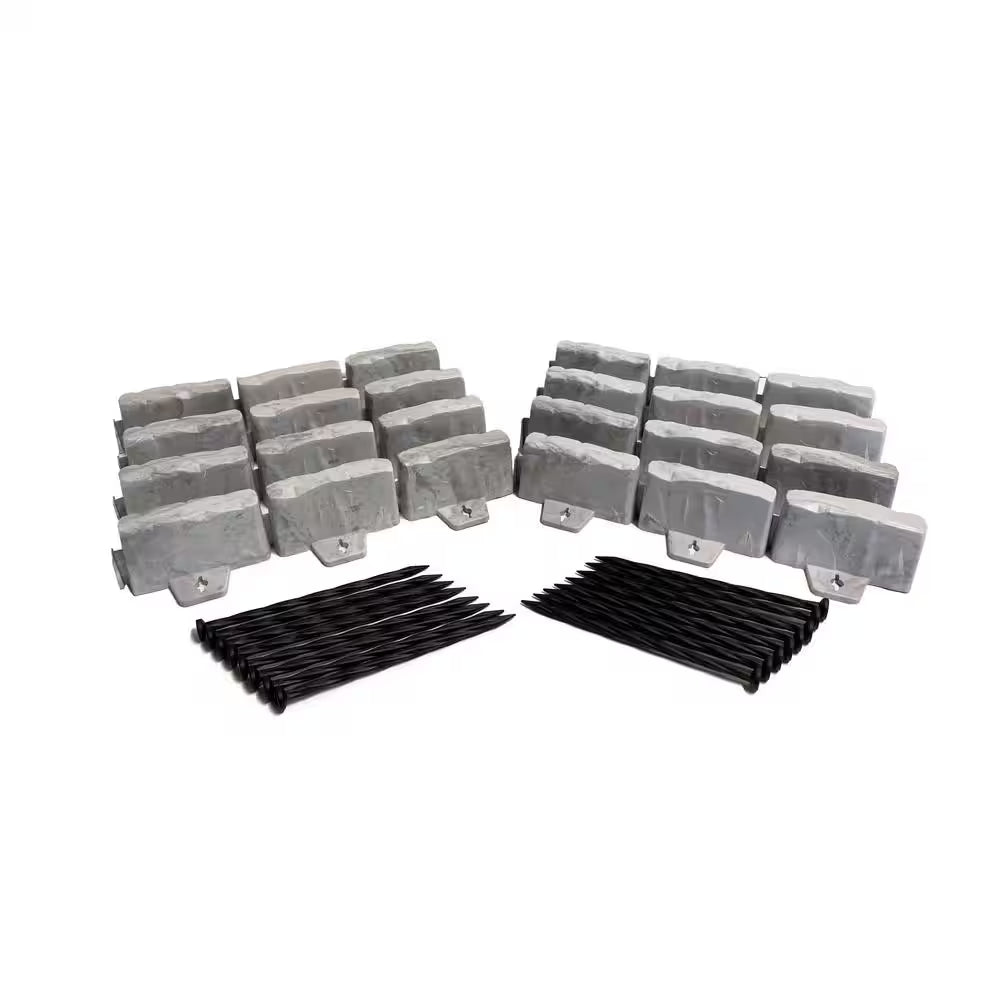 Decorative Faux Stone 10 Ft. X 2.7 In. Gray Plastic No-Dig Landscape Edging Kit