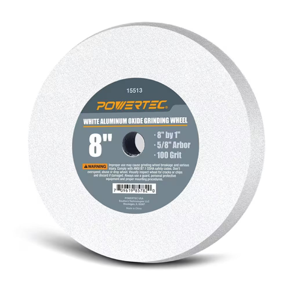 8 In. X 1 In. 100-Grit 5/8 In. Arbor White Aluminum Oxide Grinding Wheel for Bench Grinder