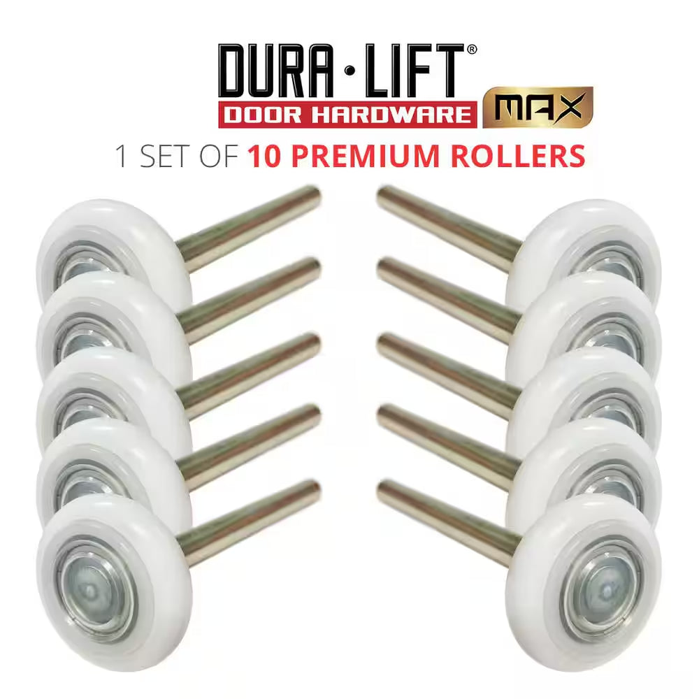 Ultra-Life Max 2 In. Nylon Garage Door Roller with Sealed 6200ZZ Bearing and 4 In. Steel Stem (10-Pack)