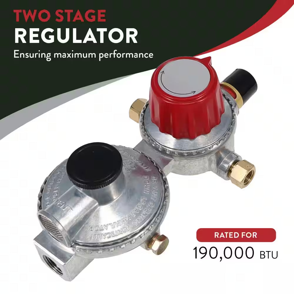 2-Stage Auto Changeover LP Propane Gas Regulator with Two 12 Inch Pigtails