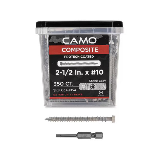 #10 2-1/2 In. Stone Gray Star Drive Trim-Head Composite Deck Screw (350-Count)
