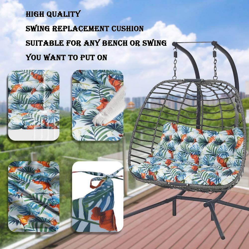 40 X 40 in 2-3 Seater Replacement Outdoor Swing Cushions with Back Support, Waterproof Bench Cushion Summer