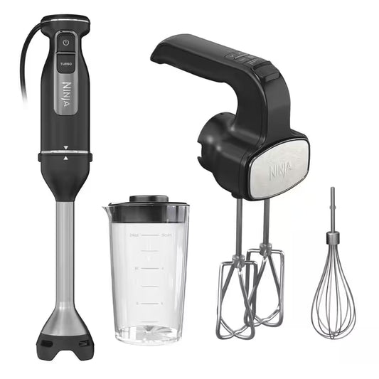 Foodi Power Mixer System, 5-Speed Black Immersion Blender and Hand Mixer
