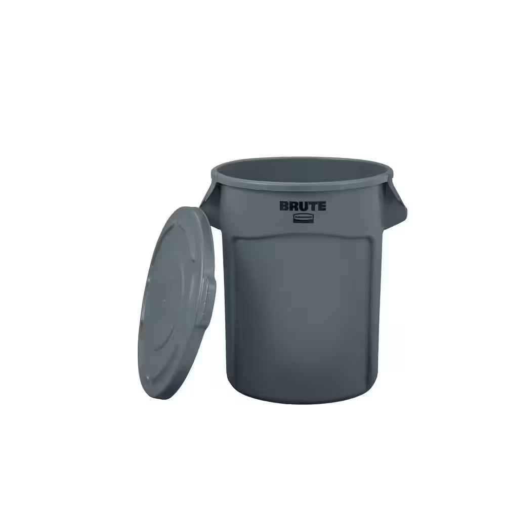 BRUTE 20 Gal. Grey Vented Plastic Outdoor Trash Can with Lid for Restaurants/Offices/Warehouses/Commercial Environments