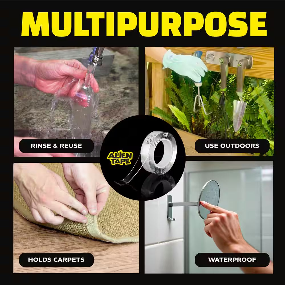 Alien Tape 10 Ft. Multi-Surface Tape Reusable Double-Sided (3-Pack)