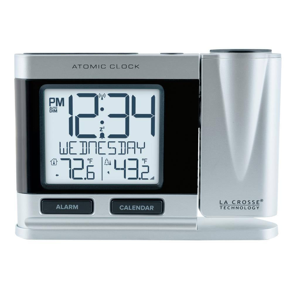 Silver Atomic Projection Alarm Clock with Temperature