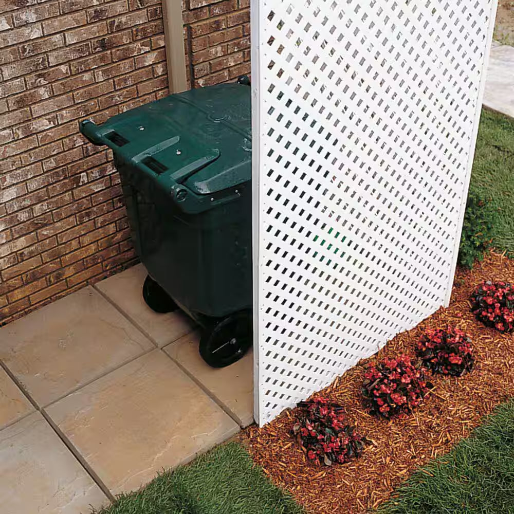 4 Ft. X 8 Ft. White Privacy Diamond Vinyl Lattice Panel - Solid Border