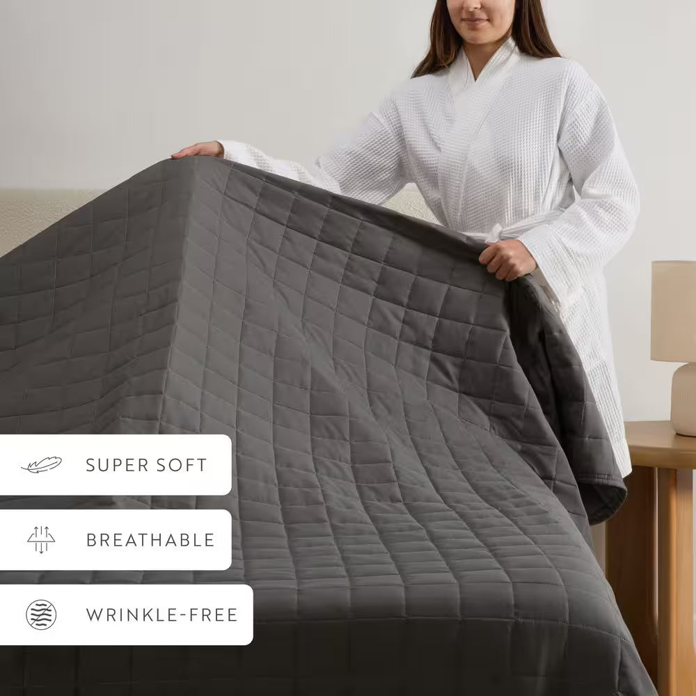 Square Gray Queen Performance Quilted Coverlet Set