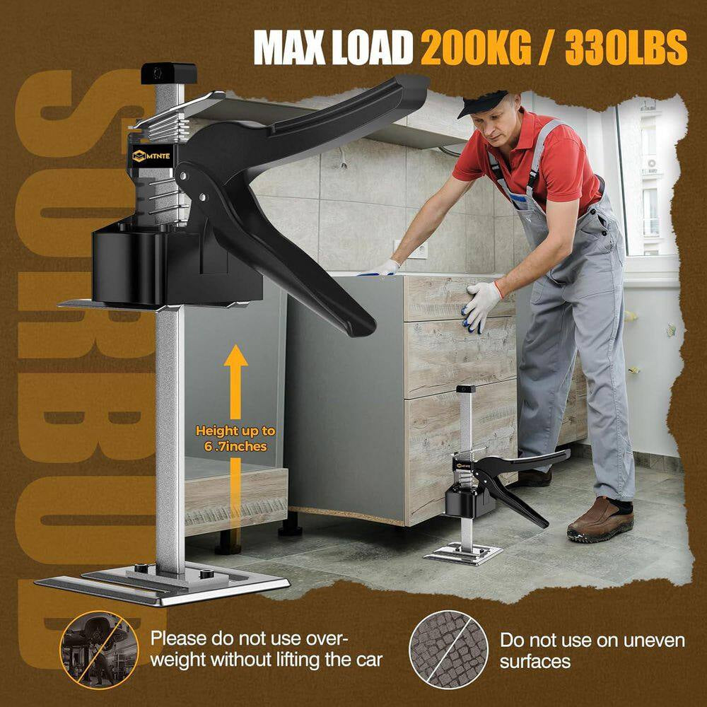 12 In. Lever Arm Lifter Drywall Panel Hoist for Wall Tile Locator, Lifting Device, Door Panel, Cabinet, Black (2-Pack)
