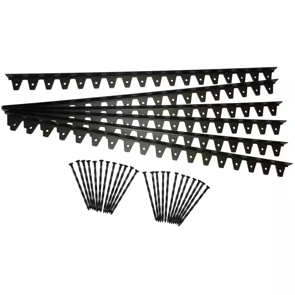 Flexi-Pro 48 In. X 2.25 In. X 1.75 In. Black PVC Paver Edging - 24 Ft. (6-Pieces of 48 In.) Pro Grade with 24-Spikes