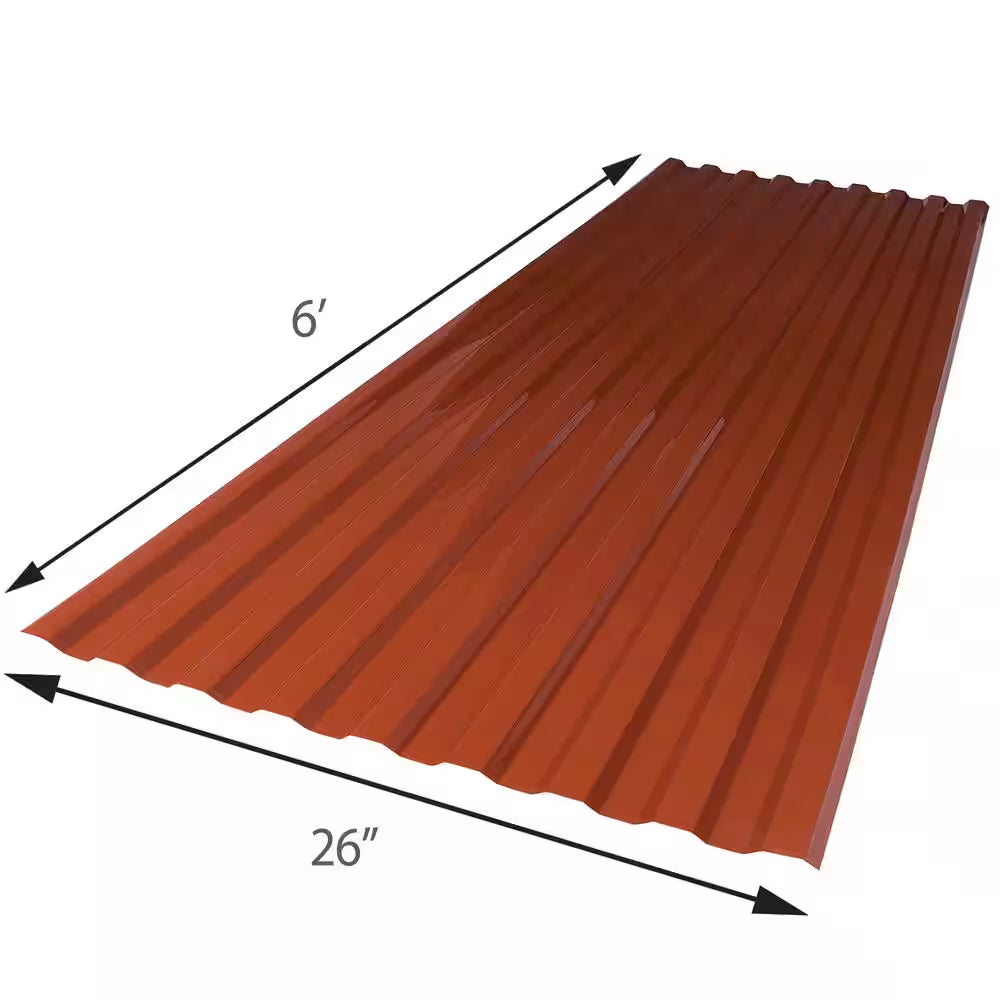 26 In. X 6 Ft. Corrugated Polycarbonate Roof Panel in Red Brick